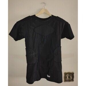 TUOY Boys Padded Chest Protect Football Paintball Hockey Black Shirt Youth Sz L